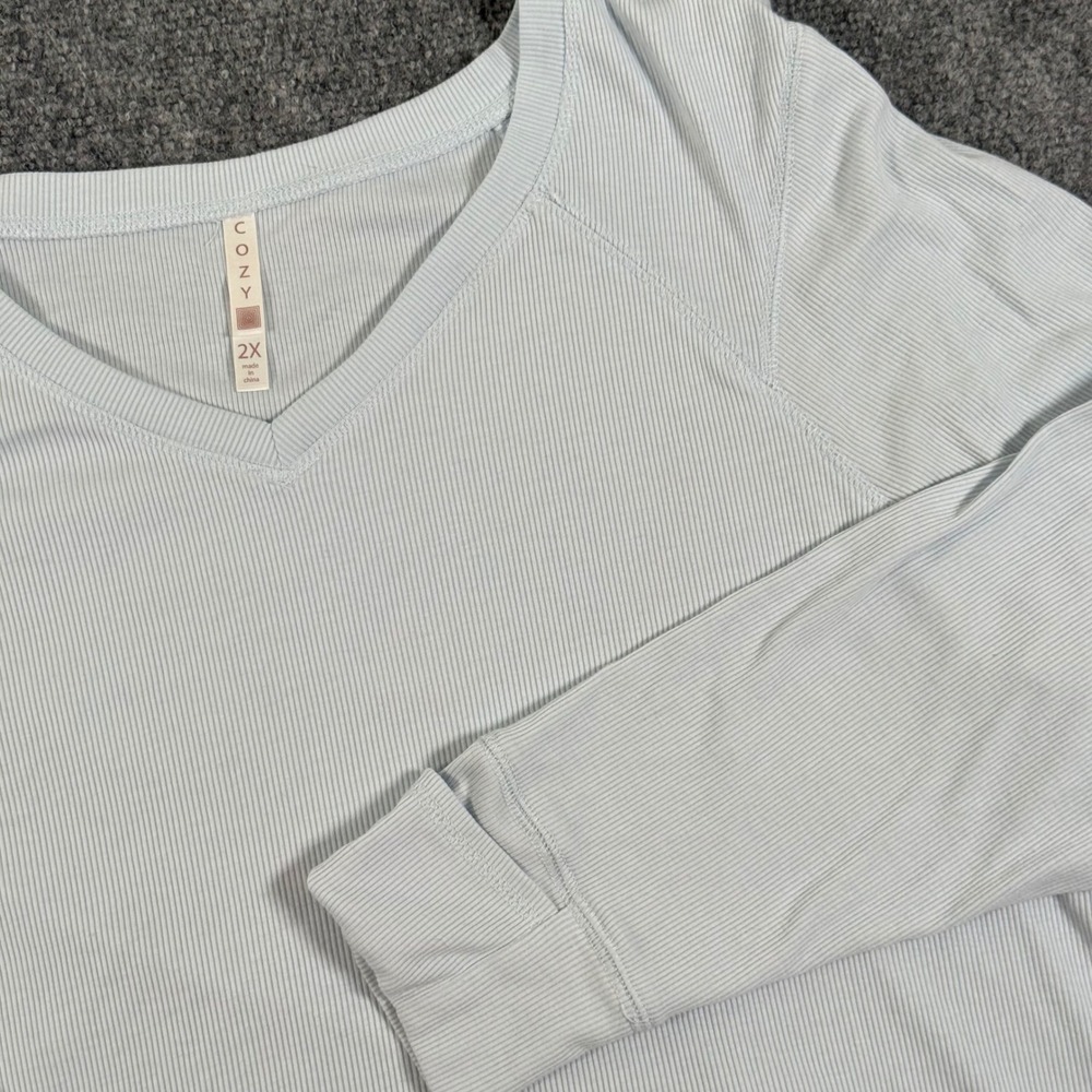 V-Neck Long Raglan Sleeve Casual Chic Ribbed Knit Shirt 2X LulaRoe Hazel Top